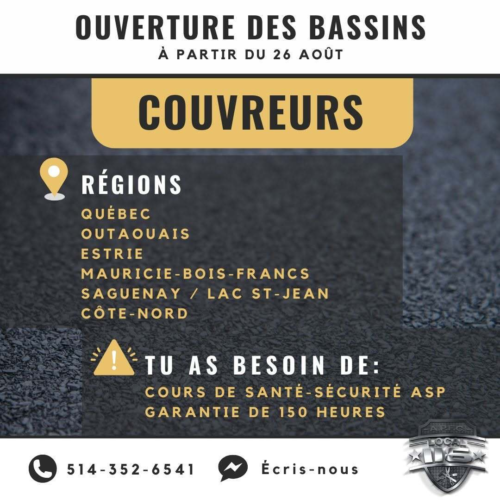OUVERTURE DES BASSINS - PLUSIEURS RÉGIONS
Communique directement avec nous ou inscris-toi en ligne pour ouvrir ton dossier!
Lien => https://bit.ly/3HLML4D
Il est temps de faire le saut et de venir travailler dans la construction! Toute l'équipe du 116 est là pour t'aider!