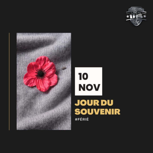 ***JOUR DU SOUVENIR***
Bon long weekend à tous et toutes! Cette année, le jour du souvenir est férié lundi le 10 novembre. Profitez-en bien!